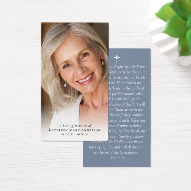 Premium Full Photo Memorial Prayer Card (Desk)