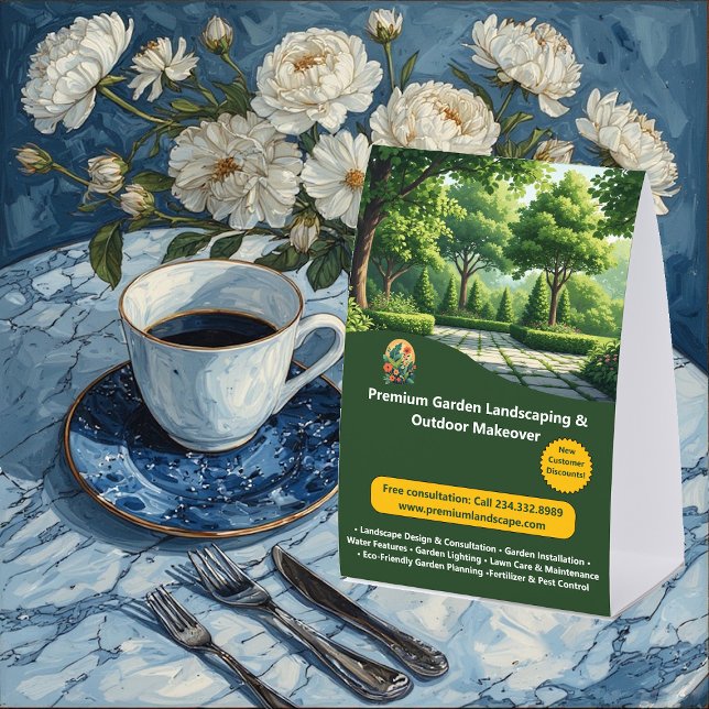 Premium Garden Landscaping & Outdoor Makeover  (Premium Garden Landscaping & Outdoor Makeover Paper Table Tent)