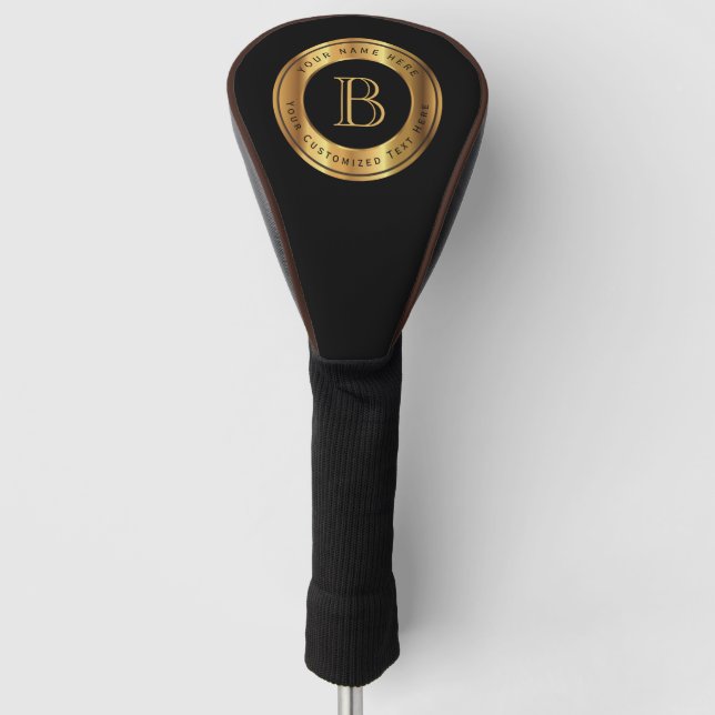 Premium Gold Monogram Golf Head Cover (Front)