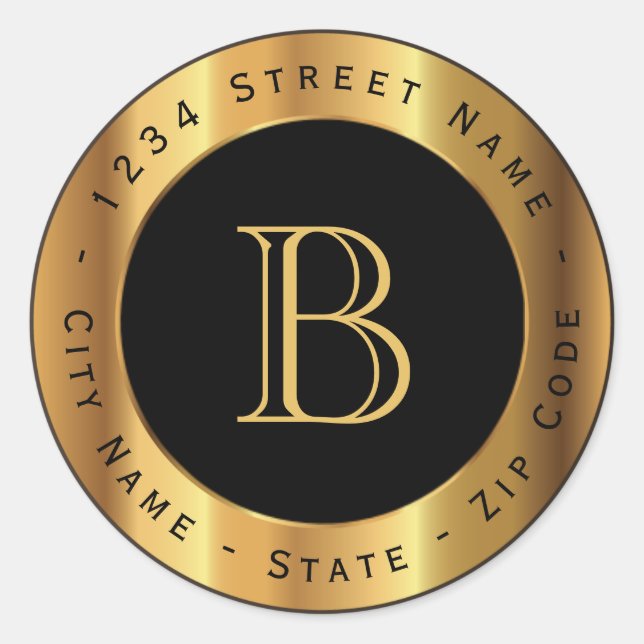 Premium Gold Monogram Return Address Label (Front)