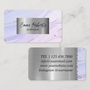 Premium Golden Luxury Alcohol Ink Purple Silver Business Card