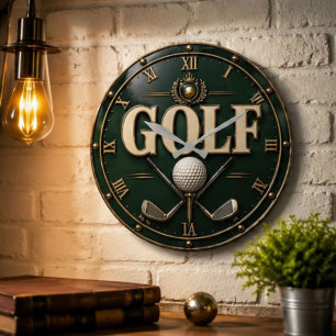 Premium Golf Lover Golfer Gift Country Club Home Large Clock