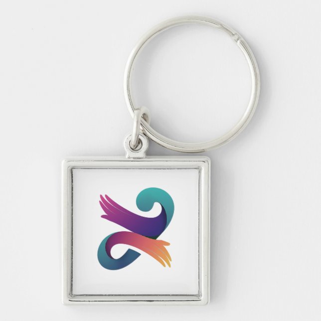 Premium Graphical Hand Square Key Ring (Front)