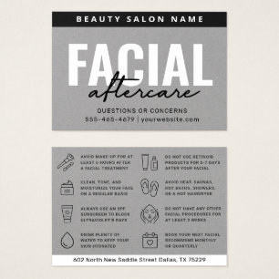 Premium Grey Facial Aftercare Instruction Card