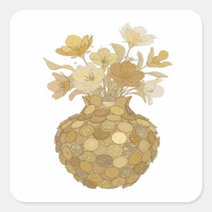 Premium Grey GOLDEN FLOWERS Label Design