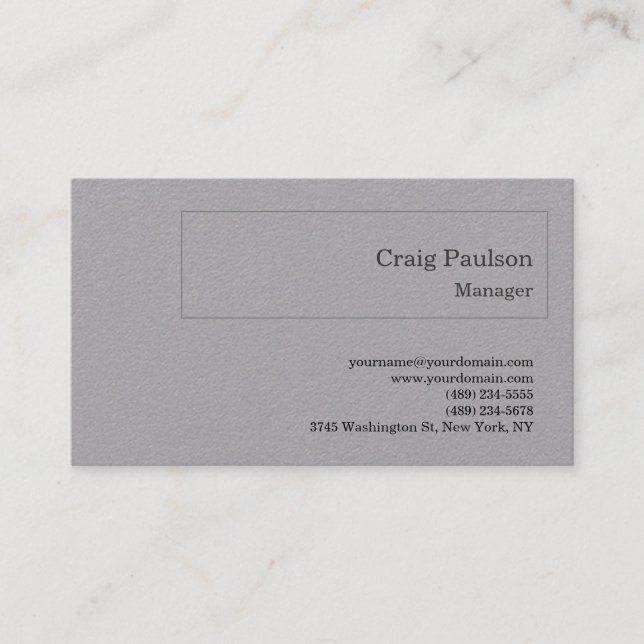Premium Grey Minimalist Modern Business Card (Front)