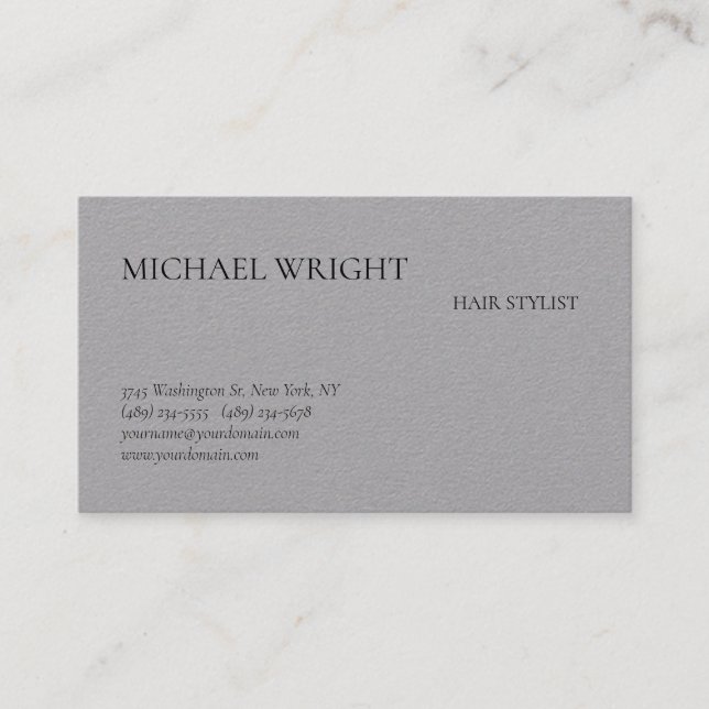 Premium Grey Modern Plain Simple Minimalist Business Card (Front)