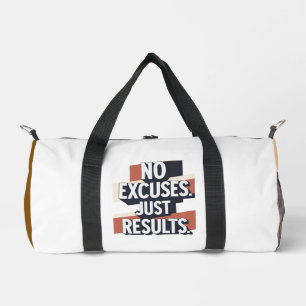 Premium Gym Wall Art – “NO EXCUSES. JUST RESULTS.” Duffle Bag