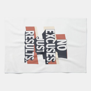 Premium Gym Wall Art – “NO EXCUSES. JUST RESULTS.” Tea Towel