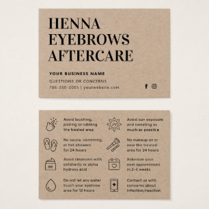 Premium Kraft Henna Brows Aftercare Card Advice
