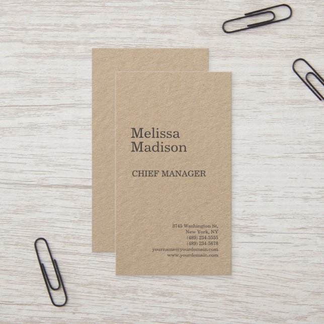 Premium Kraft Modern Minimalist Professional Chic Business Card (Front/Back In Situ)