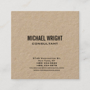 Premium Kraft Modern Plain Simple Minimalist Square Business Card