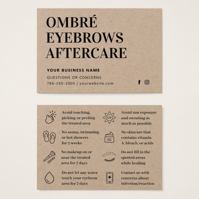 Premium Kraft Ombre Powder Brows Aftercare Advice (Front & Back)