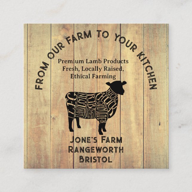 Premium Lamb Farmer & Cattle Meat Business Card –  (Front)