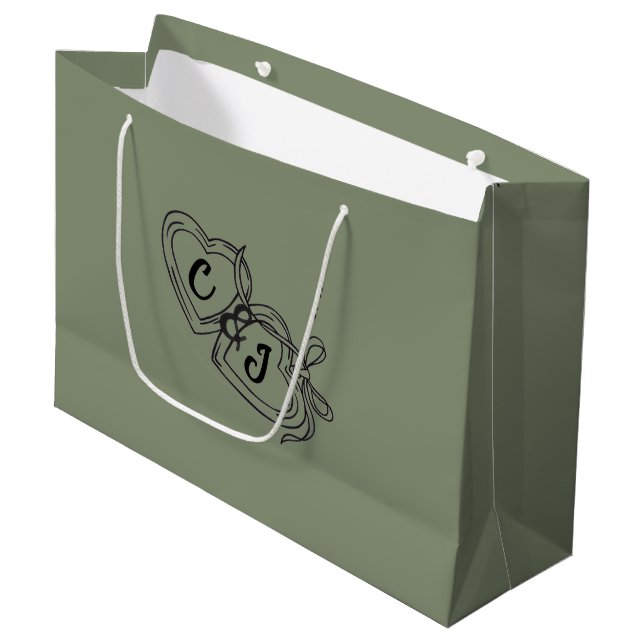 Premium Large Sage Green Elegant Gift Bag (Front Angled)