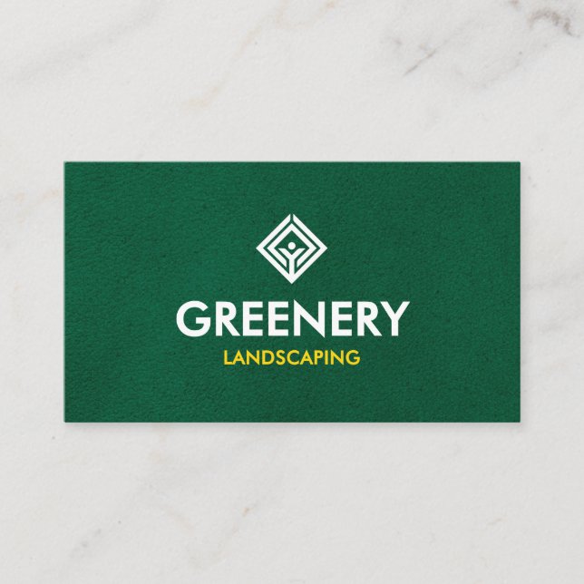 Premium Lawn Care Landscaping Green Simple Business Card (Front)
