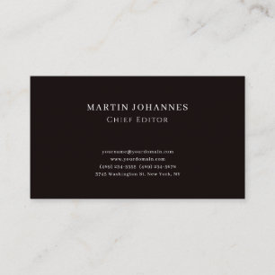 Premium Linen Elegant Plain Black Minimalist Business Card