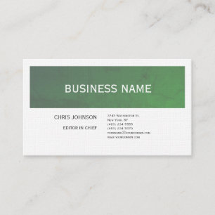 Premium Linen Green White Plain Minimalist Artwork Business Card