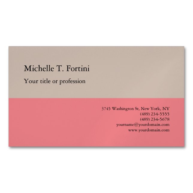 Premium Linen Plain Minimalist Simple Pastel Colou Magnetic Business Card (Front)