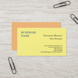 Premium Linen Yellow Minimalist Modern Plain Business Card