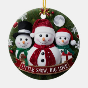 Premium Luxury Snowman Family Christmas Wreath  Ceramic Ornament