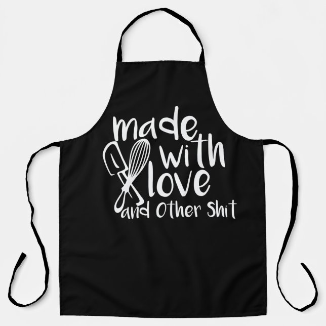 Premium Made with Love Black Chef Aprons, Cooking Apron (Front)
