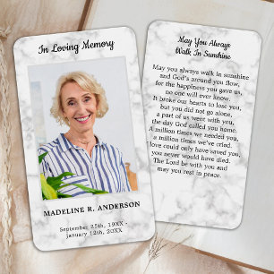 Premium Marble Photo Sympathy Memorial Prayer Card
