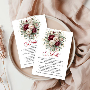 Premium Marsala Floral Eucalyptus Gold Details Enclosure Card