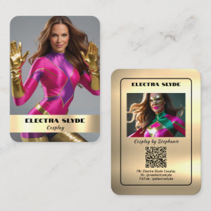Premium Metal Effect Cosplay Coscard   QR Code Business Card