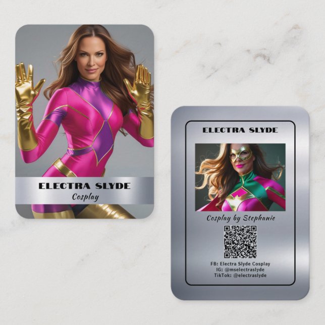 Premium Metal Effect Cosplay Coscard | QR Code Business Card (Front/Back)