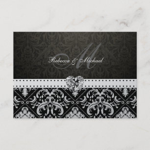 Premium Metallic Silver Damask RSVP Cards