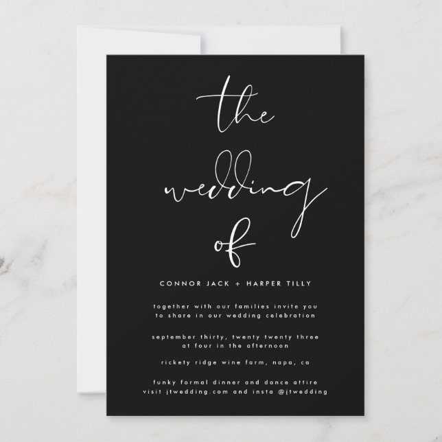 Premium Modern Black and White Wedding Invitation (Front)