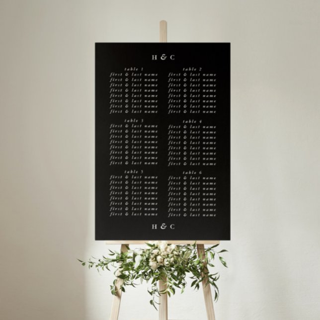 Premium Modern Black Onyx Wedding Seating Chart (Creator Uploaded)