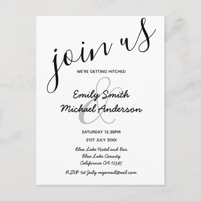 Premium Modern Black White Wedding Invitations (Front)