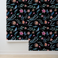 Premium Modern | Watercolor Flowers on Black