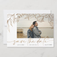 Premium | Modern White Forever Photo Gold Floral