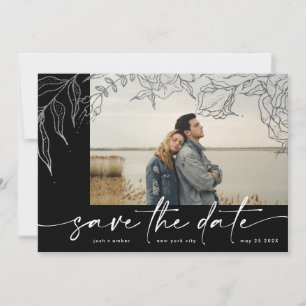 Premium   Modern White Forever Photo Silver Floral Save The Date