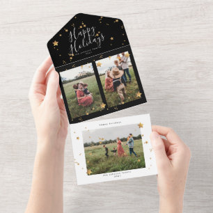 Premium Multi Photo Starry Night Christmas All In One Invitation
