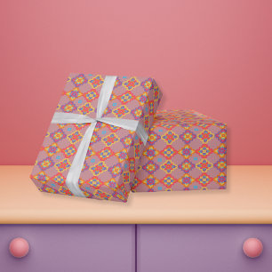 Premium Native American Geometric Floral Pattern Wrapping Paper