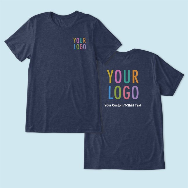 Premium Navy Blue T-Shirt Custom Logo Unisex Tri-Blend Shirt (MISOOK Men’s Navy Blue T-Shirt with Chest Logo & Back Logo)