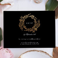 Premium Onyx Black Crest Classic Wedding Website