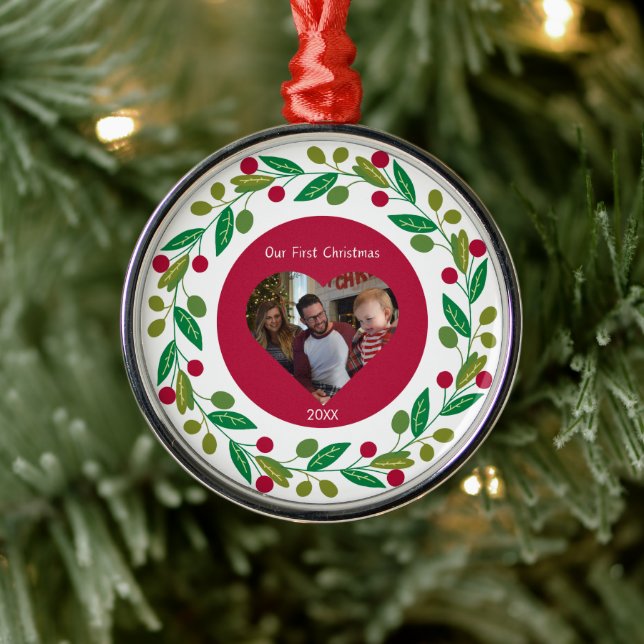 Premium Ornament - Our First Christmas -Photo/Date (Tree)