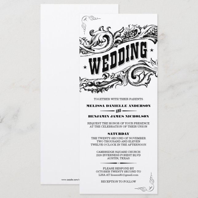 Premium Paper Elegant Western Wedding Invitations (Front/Back)