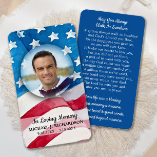 Premium Patriotic Veteran Memorial Prayer Card