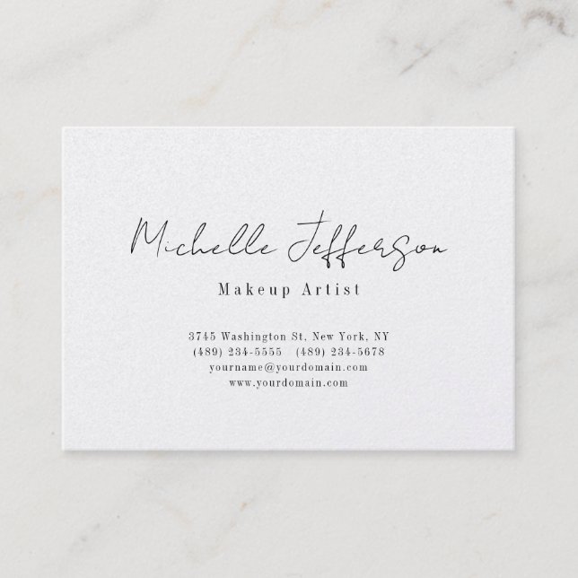 Premium Pearl Black & White Modern Minimalist Chic Business Card (Front)