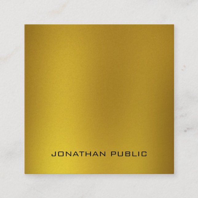 Premium Pearl Elegant Gold Look Template Luxe Cool Square Business Card (Front)