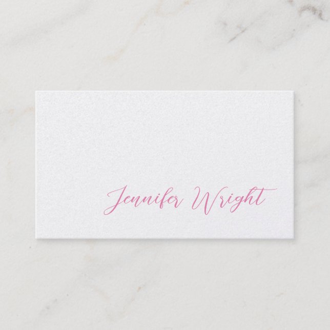 Premium Pearl Professional Minimalist Calligraphy Business Card (Front)