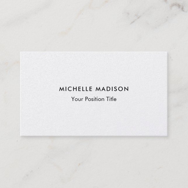Premium Pearl Trendy Minimalist Professional Plain Business Card (Front)