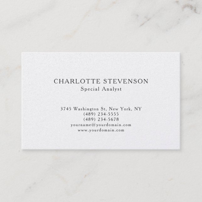 Premium Pearl Trendy Professional Plain Minimalist Business Card (Front)