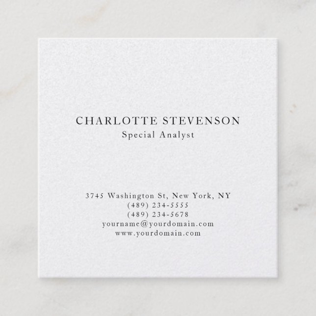 Premium Pearl Trendy Professional Plain Minimalist Square Business Card (Front)